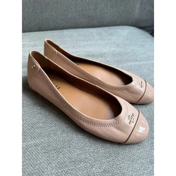 Coach Chelsea Matte Calf Patent Beechwood Flats Sz 6 - Picture 2 of 12